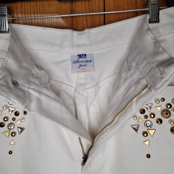 Vintage Monique Jeans White Emblished Size 9/10 - Picture 10 of 10